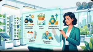 Современная иллюстрация с элементами мобильных устройств и фермерства для статьи о выборе мобильной фермы